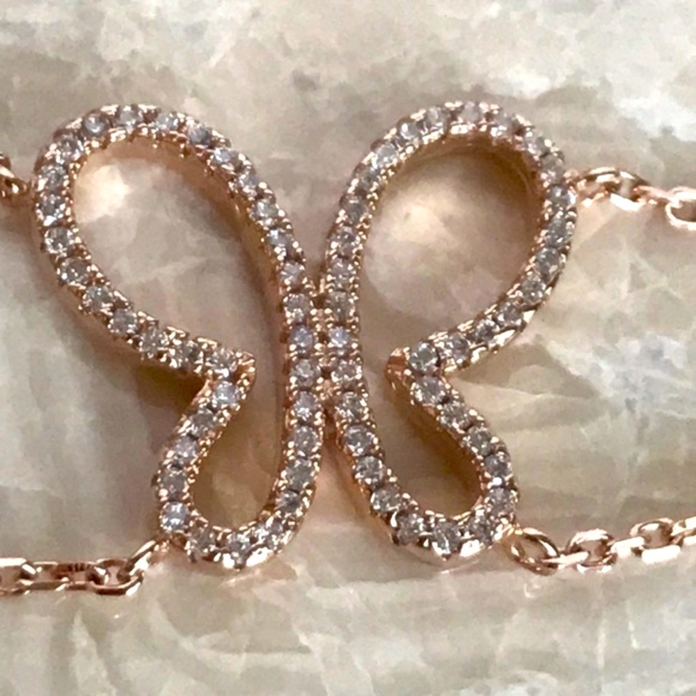 Elegant 925 pink silver bracelet Swarovski‎ crystals